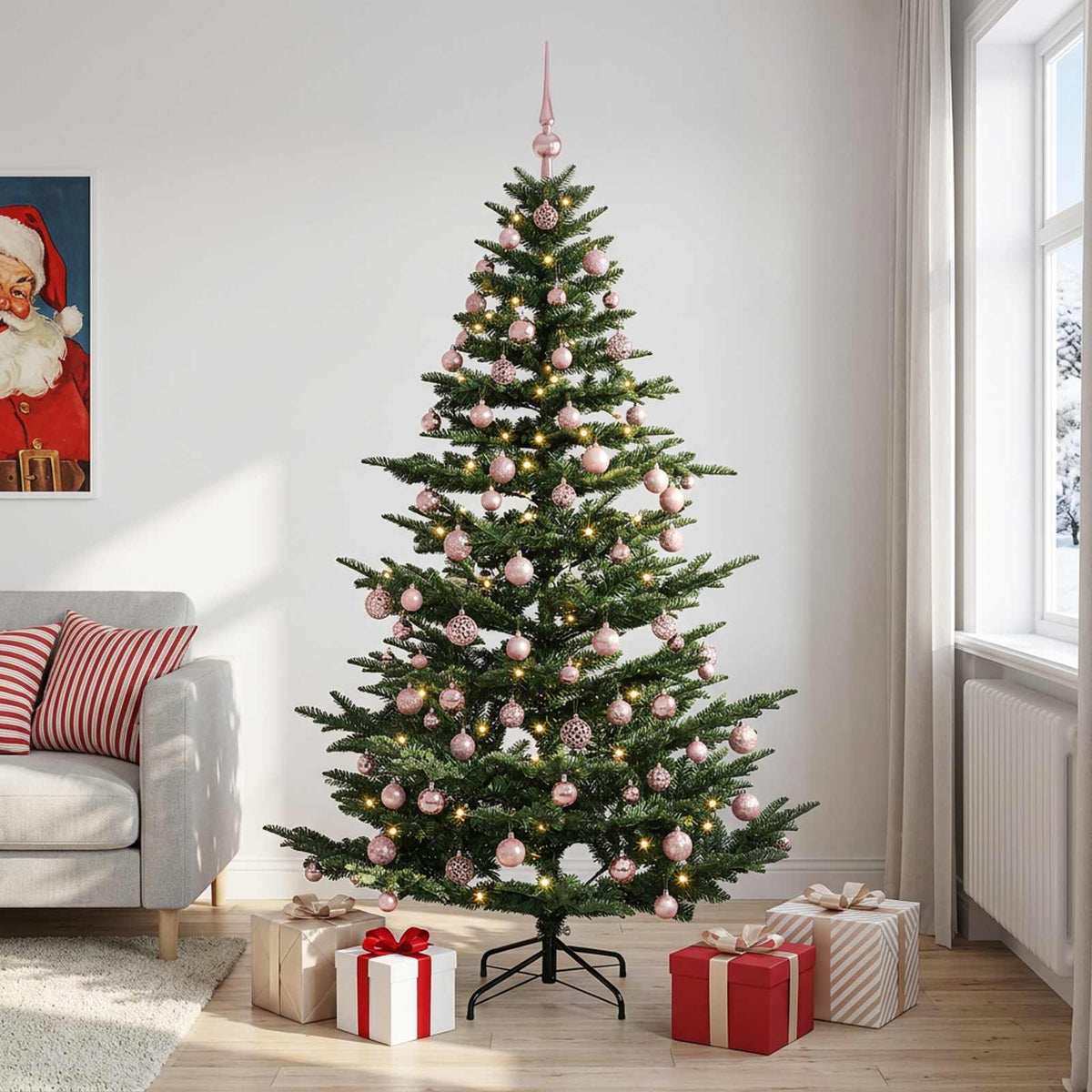 vidaXL Artificial Christmas Tree with Bauble 240 cm 300 LEDs 3