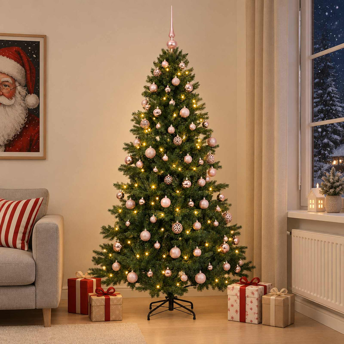 vidaXL Artificial Christmas Tree with Bauble 240 cm 300 LEDs 1