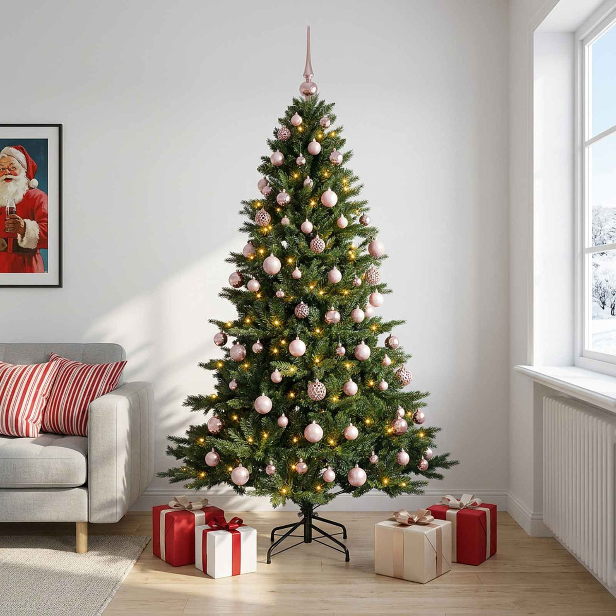 vidaXL Artificial Christmas Tree with Bauble 240 cm 300 LEDs 3