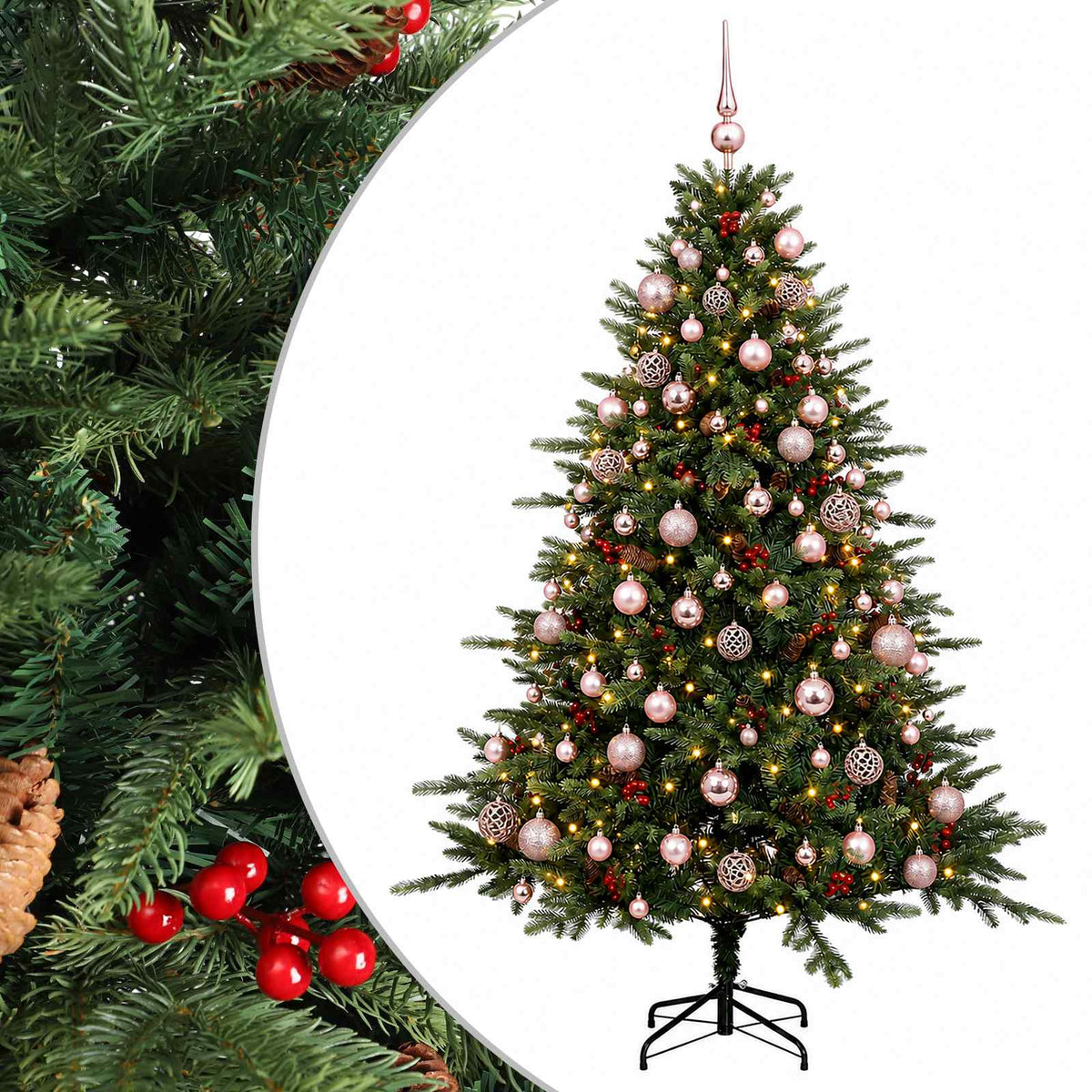 vidaXL Artificial Christmas Tree with Bauble 210 cm 300 LEDs 2