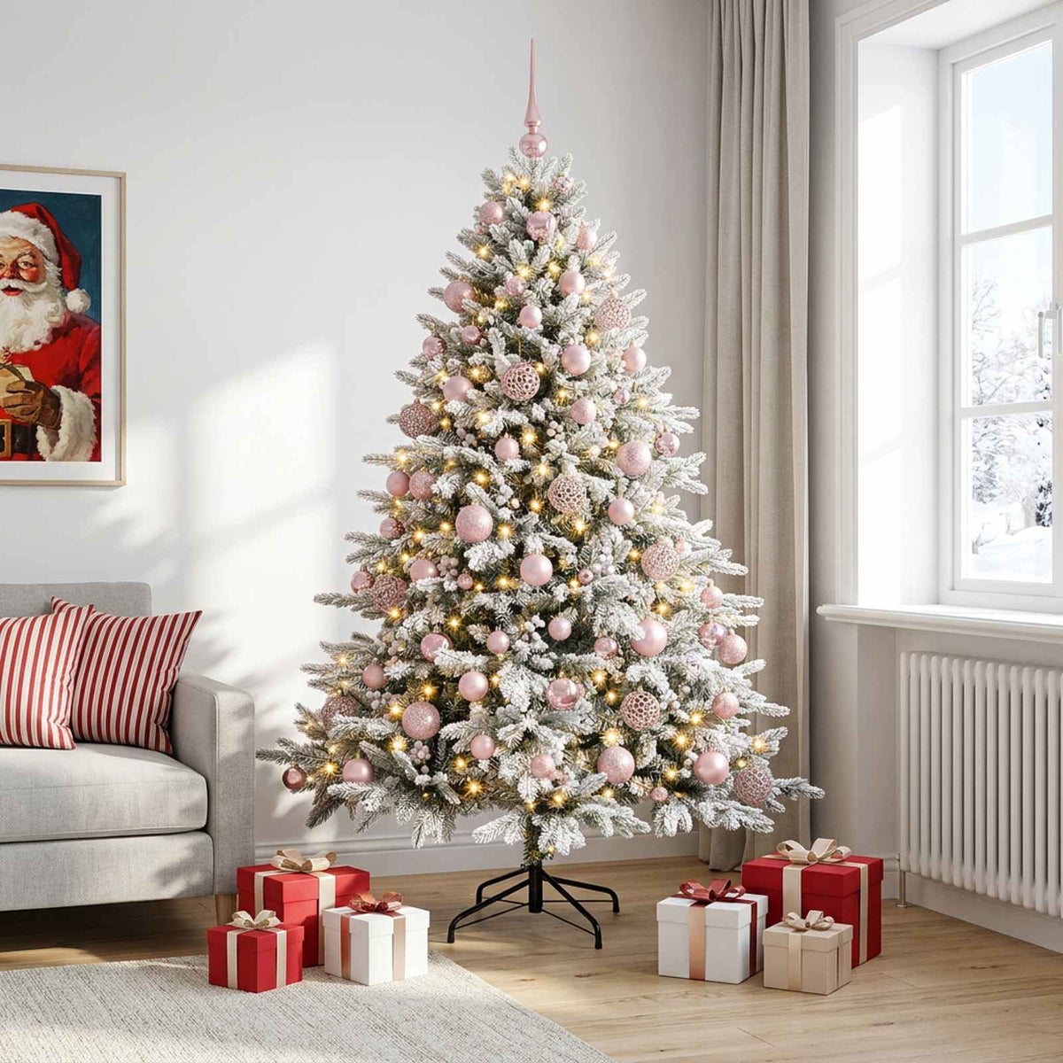 vidaXL Artificial Christmas Tree with Bauble 210 cm 300 LEDs 1