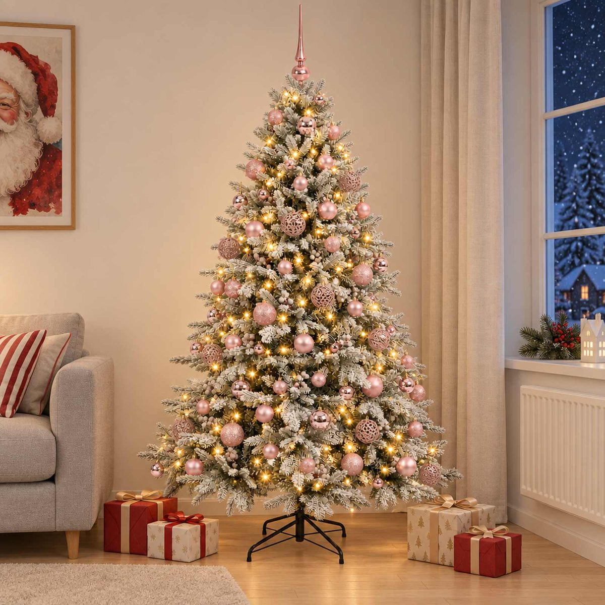 vidaXL Artificial Christmas Tree with Bauble 210 cm 300 LEDs 3