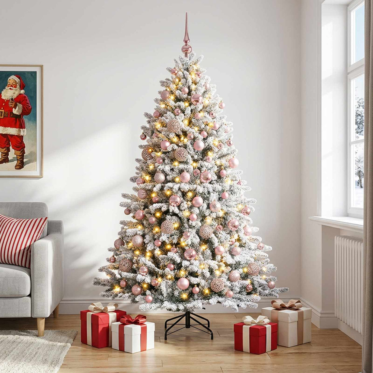 vidaXL Artificial Christmas Tree with Bauble 210 cm 300 LEDs 1