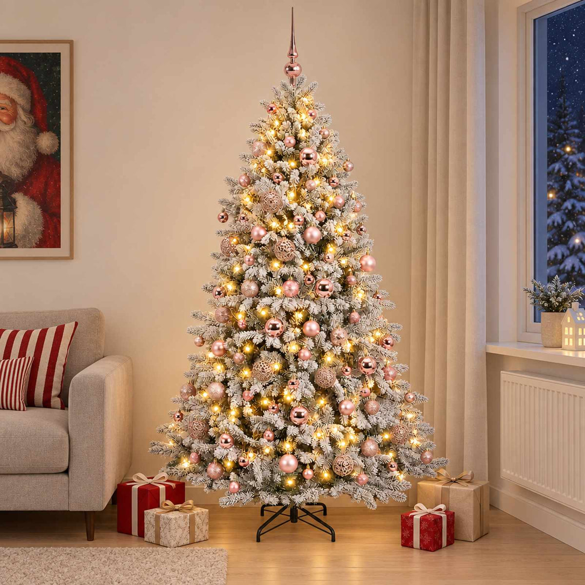 vidaXL Artificial Christmas Tree with Bauble 210 cm 300 LEDs 3