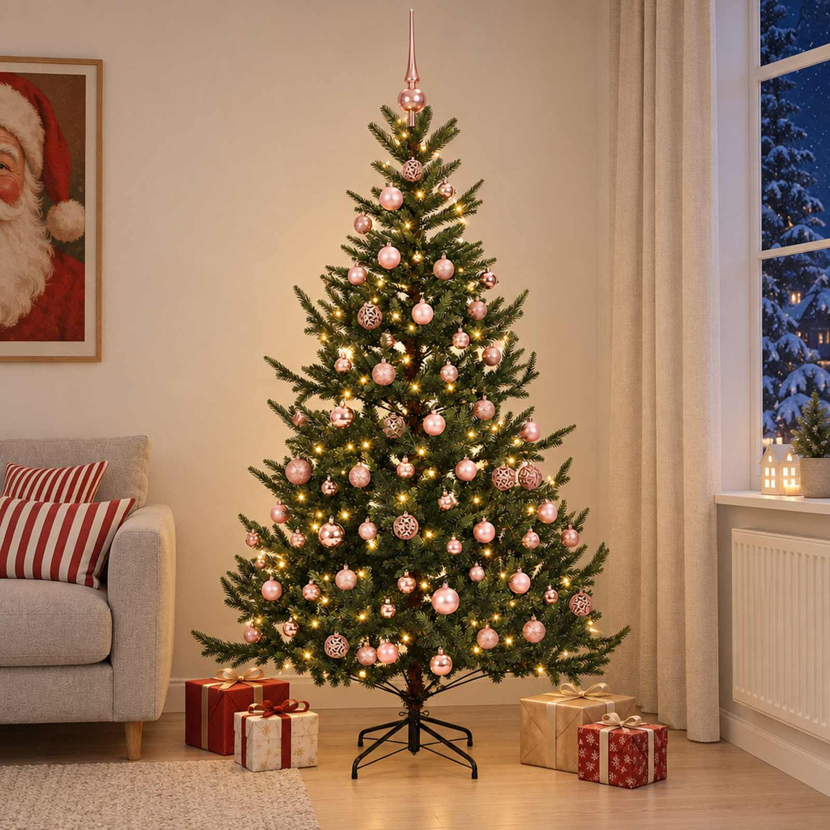 vidaXL Artificial Christmas Tree with Bauble 240 cm 300 LEDs 3