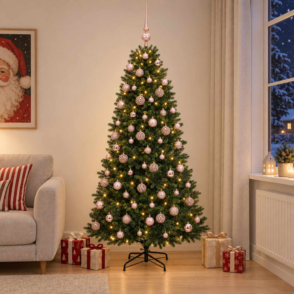 vidaXL Artificial Christmas Tree with Bauble 240 cm 300 LEDs 1