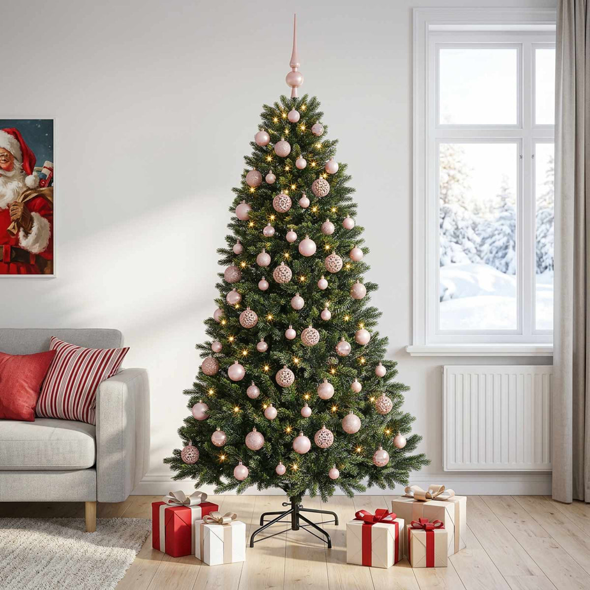 vidaXL Artificial Christmas Tree with Bauble 240 cm 300 LEDs 3