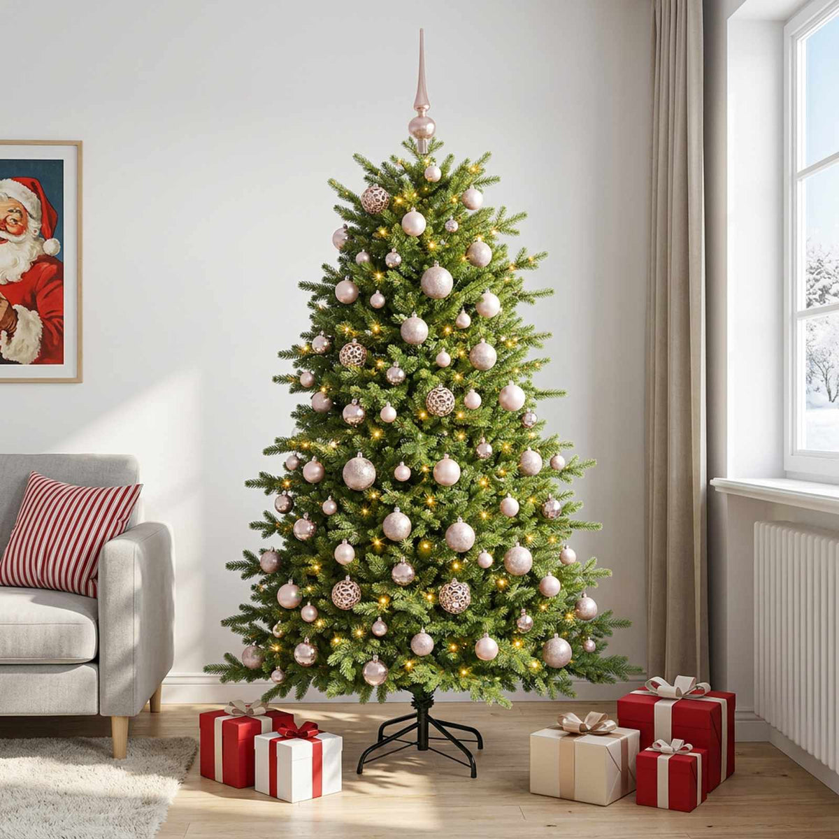 vidaXL Artificial Christmas Tree with Bauble 210 cm 300 LEDs 1