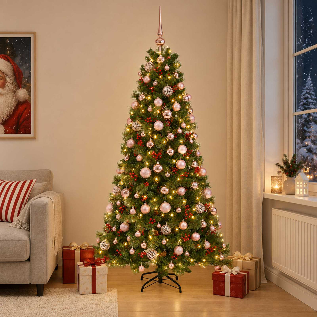 vidaXL Artificial Christmas Tree with Bauble 240 cm 300 LEDs 3