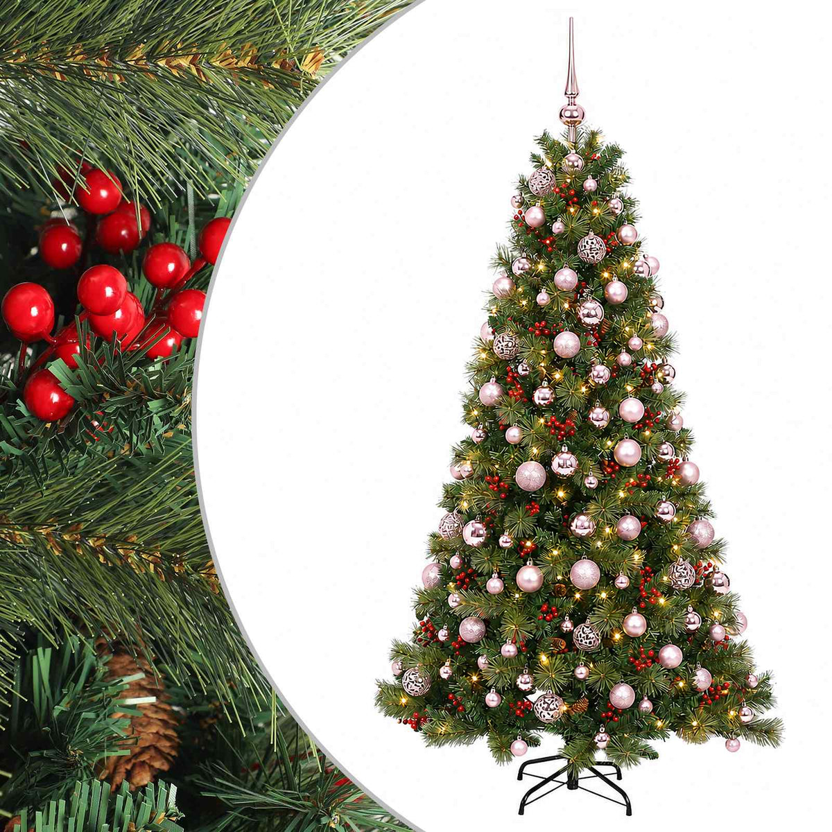 vidaXL Artificial Christmas Tree with Bauble 240 cm 300 LEDs 2