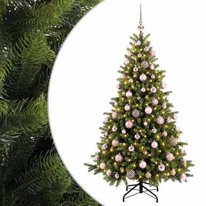 Artificial Christmas Tree with Bauble 300 LEDs 240 cm with LEDs & pink balls