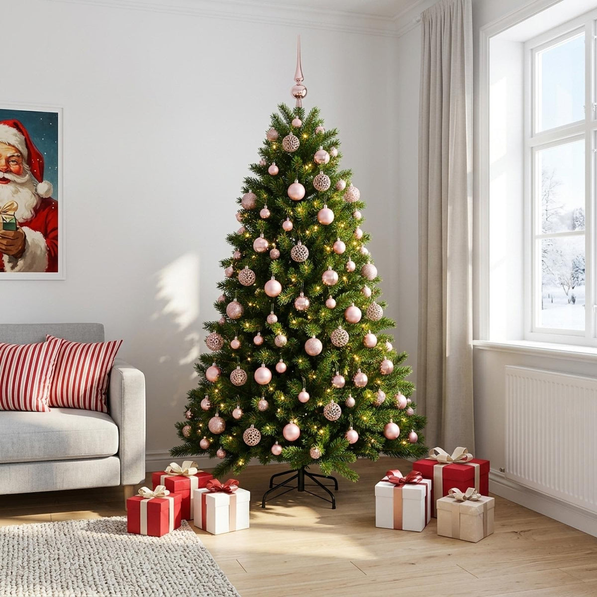 vidaXL Artificial Christmas Tree with Bauble 210 cm 300 LEDs 1