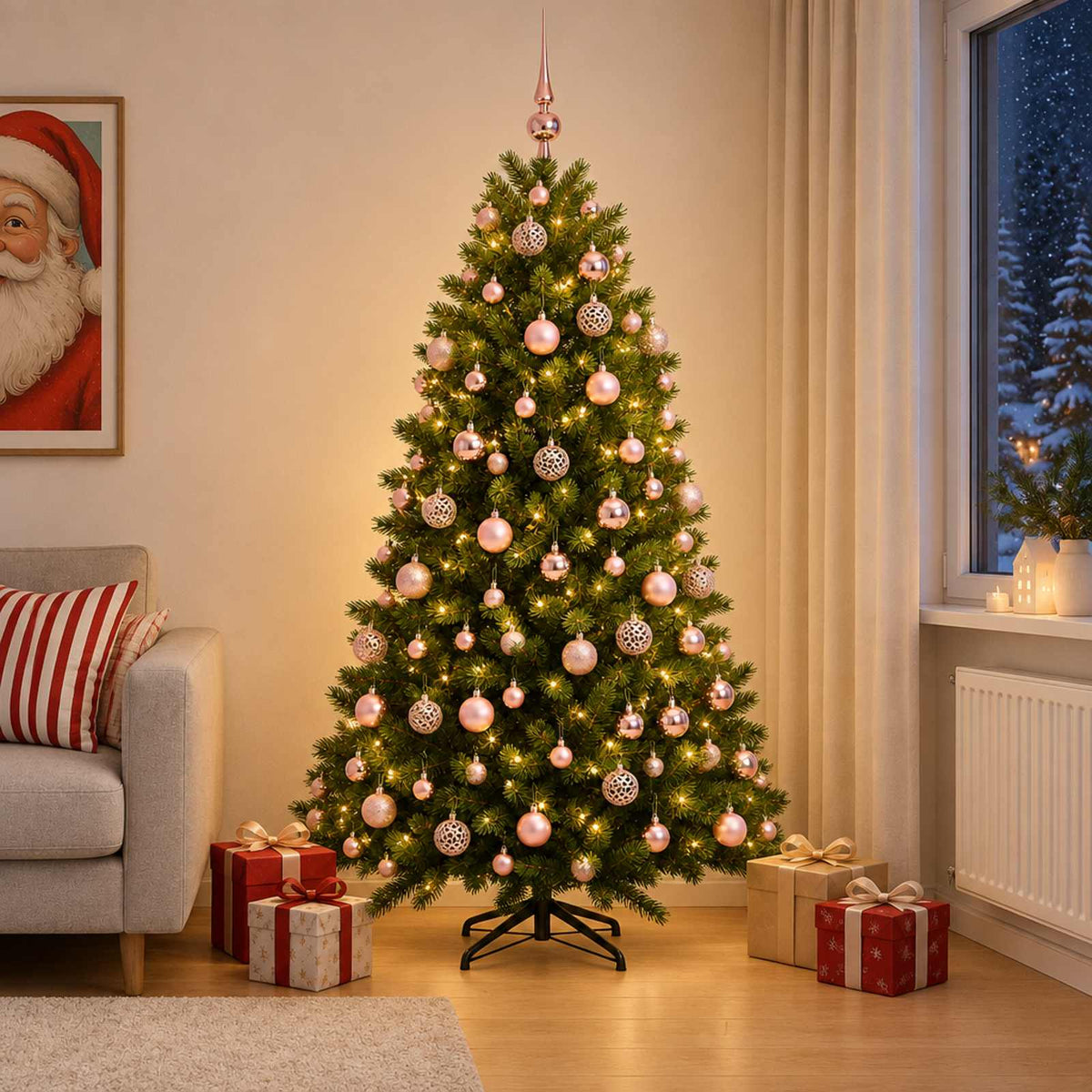 vidaXL Artificial Christmas Tree with Bauble 240 cm 300 LEDs 3