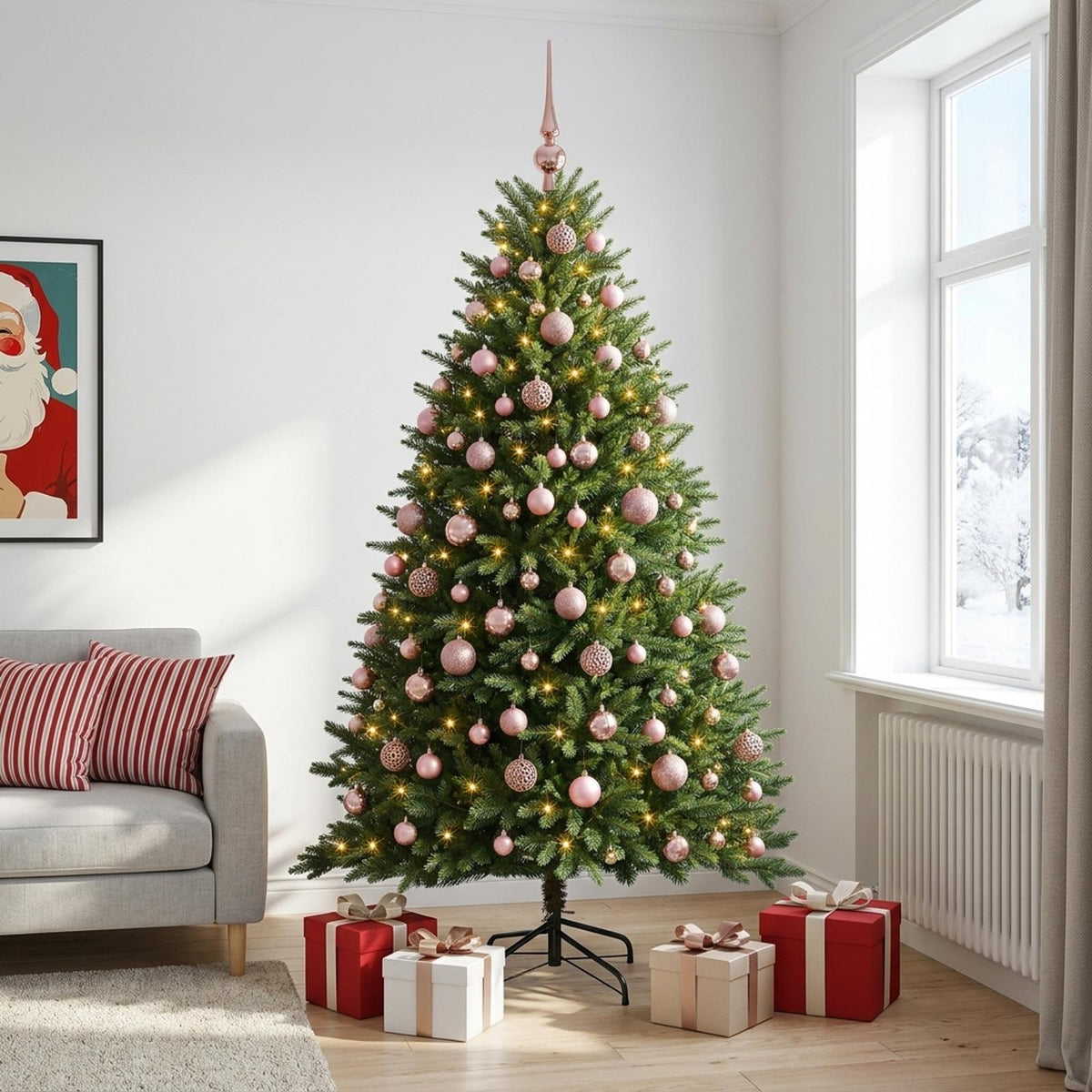 vidaXL Artificial Christmas Tree with Bauble 240 cm 300 LEDs 1