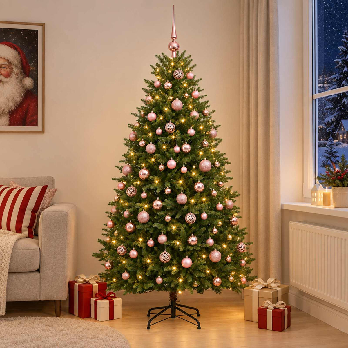 vidaXL Artificial Christmas Tree with Bauble 240 cm 300 LEDs 3