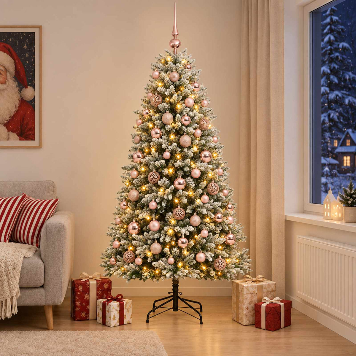 vidaXL Artificial Christmas Tree with Bauble 210 cm 300 LEDs 3