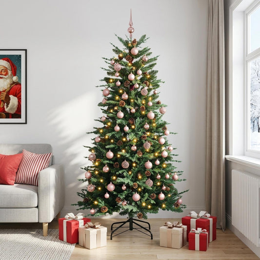 vidaXL Artificial Hinged Christmas Tree 240 cm 300 LEDs Warm White 1