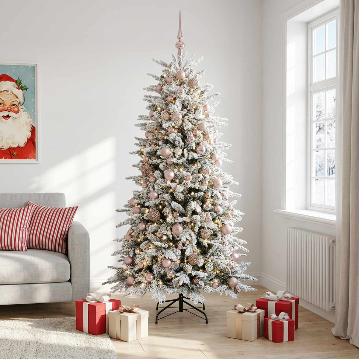 vidaXL Artificial Hinged Christmas Tree 240 cm 300 LEDs Warm White 1