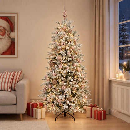 vidaXL Artificial Hinged Christmas Tree 240 cm 300 LEDs Warm White 3