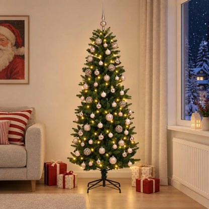 Artificial Christmas Tree Bauble LEDs Green pink balls