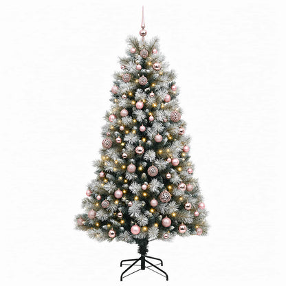 vidaXL Artificial Hinged Christmas Tree with Baubles 240 cm 300 LEDs 4