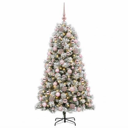 vidaXL Artificial Hinged Christmas Tree with Baubles 210 cm 300 LEDs 4