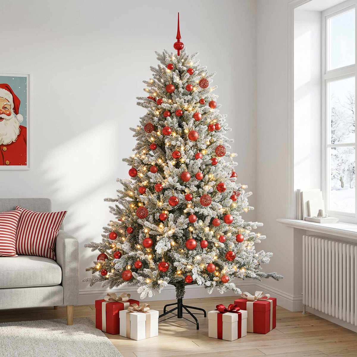 vidaXL Artificial Christmas Tree with Bauble 240 cm 300 LEDs 1