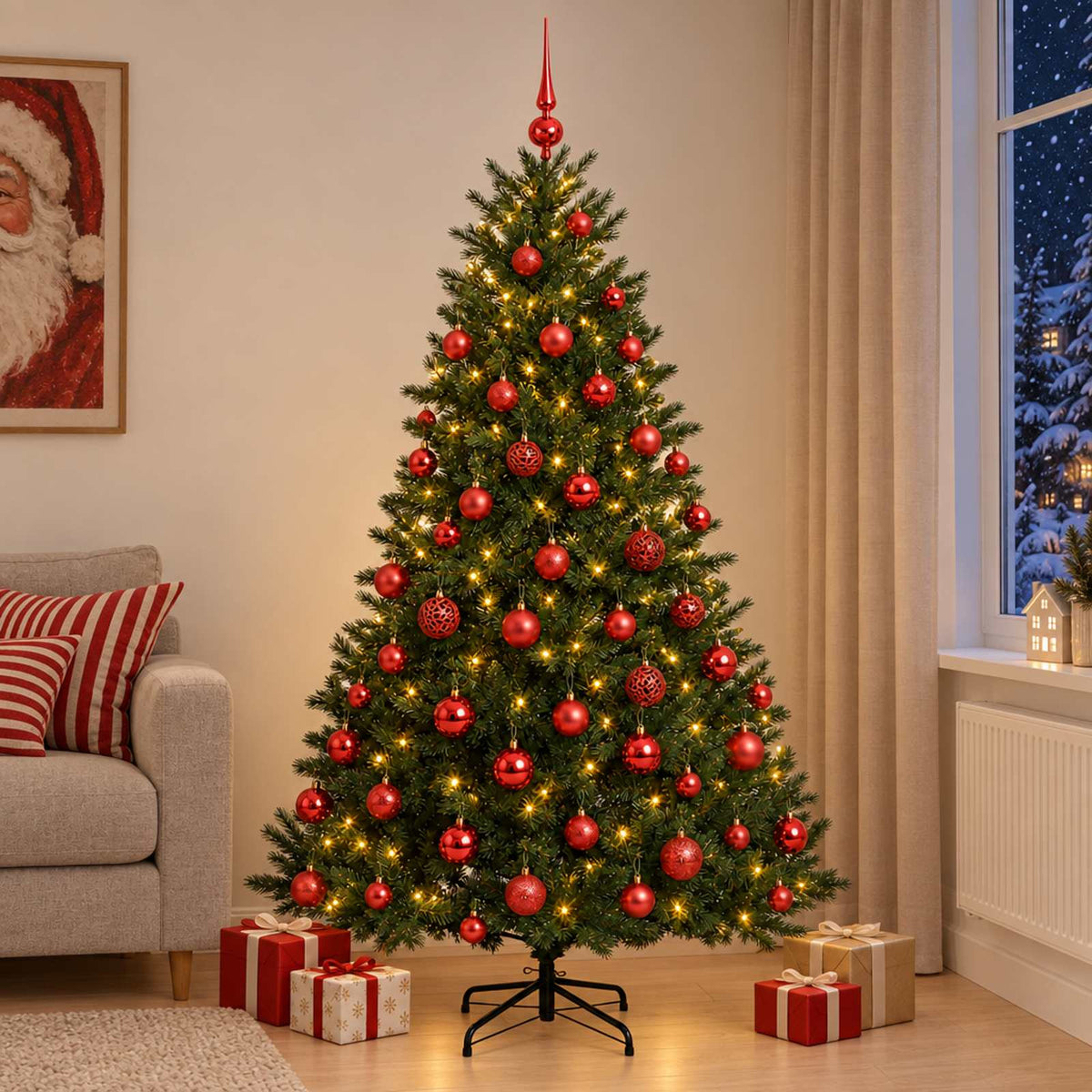 vidaXL Artificial Christmas Tree with Bauble 240 cm 300 LEDs 1
