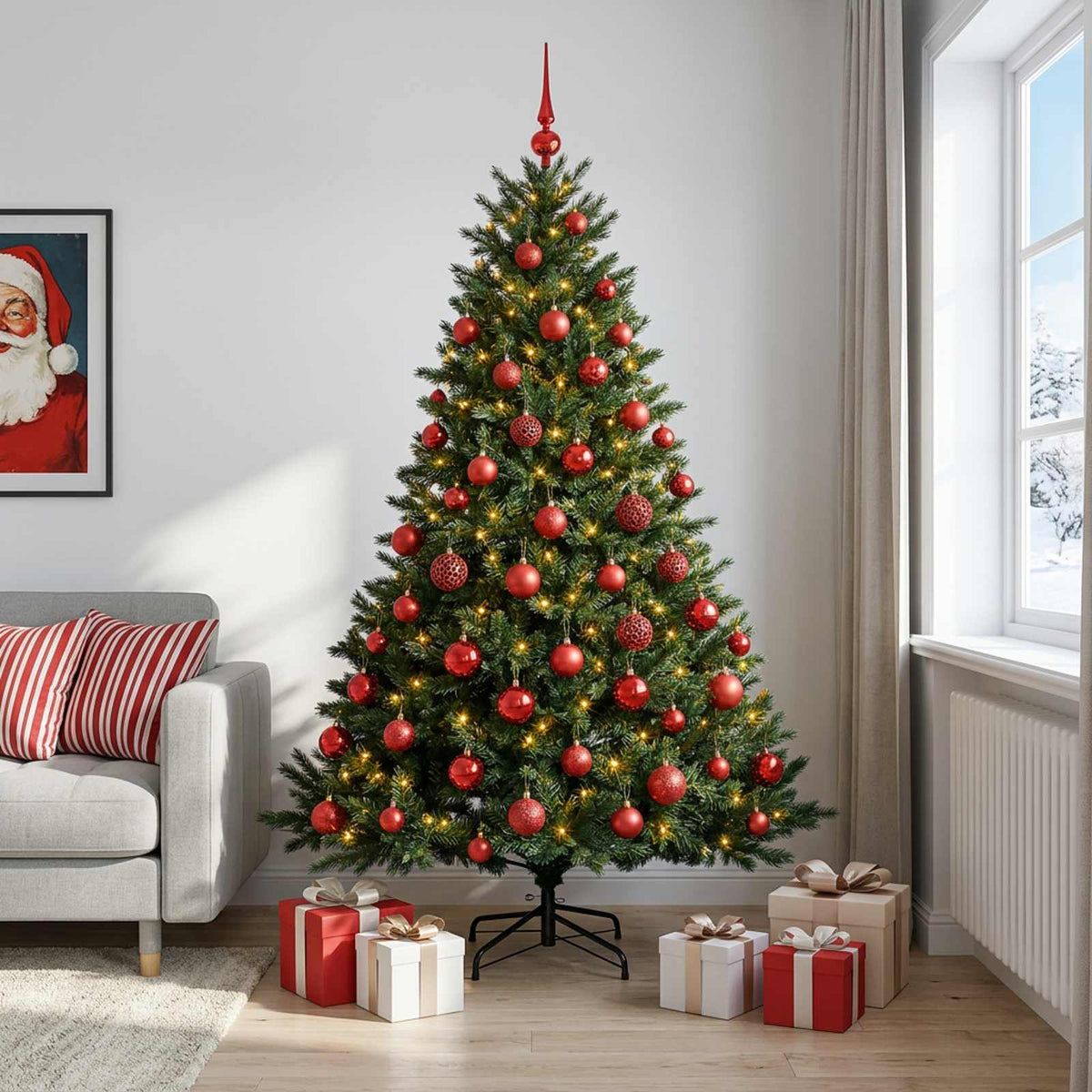 vidaXL Artificial Christmas Tree with Bauble 180 cm 300 LEDs 3