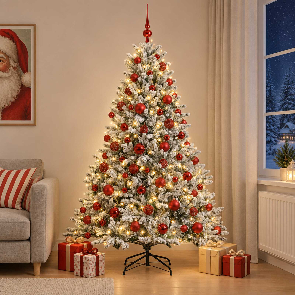 vidaXL Artificial Christmas Tree with Bauble 180 cm 300 LEDs 3