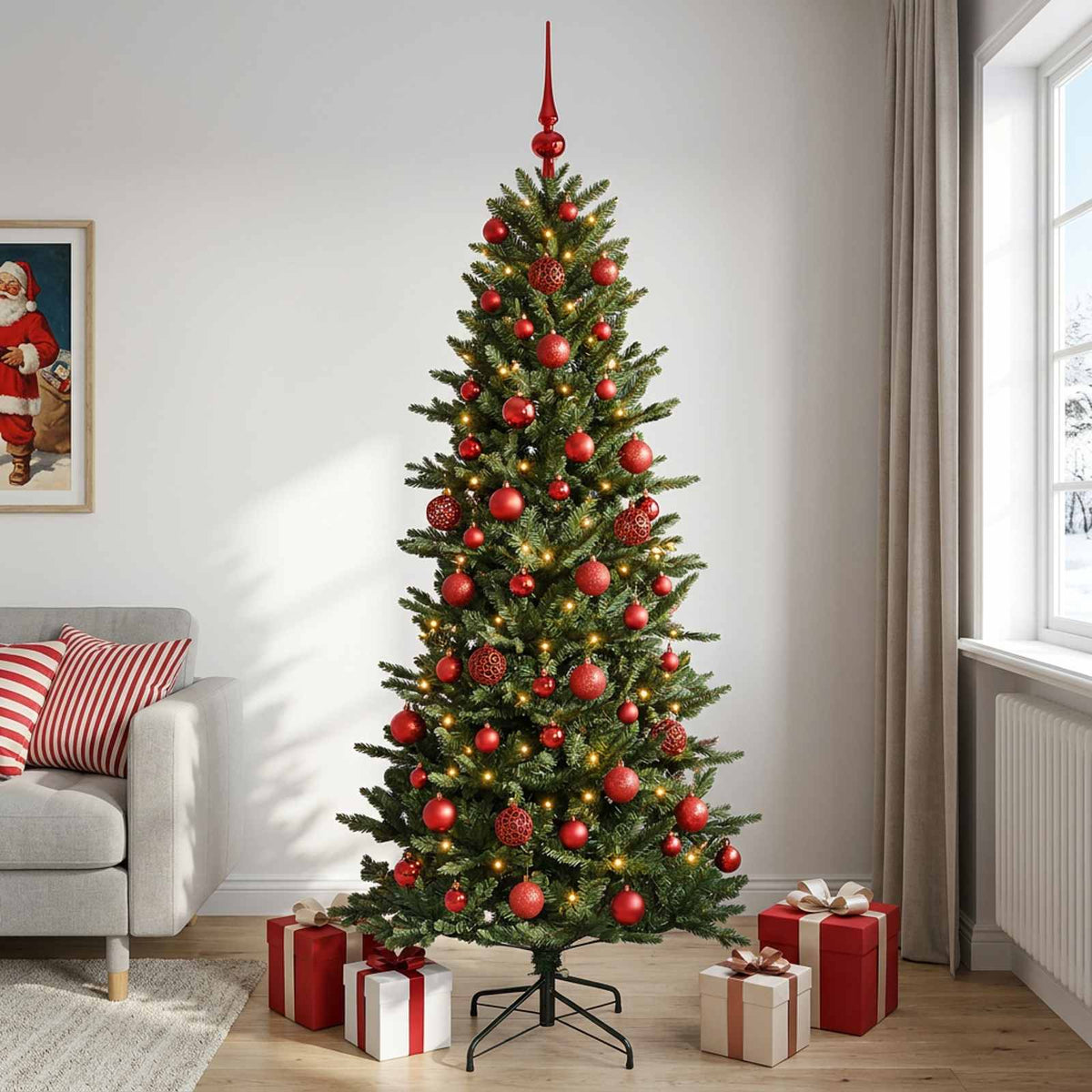vidaXL Artificial Christmas Tree with Bauble 210 cm 300 LEDs 1