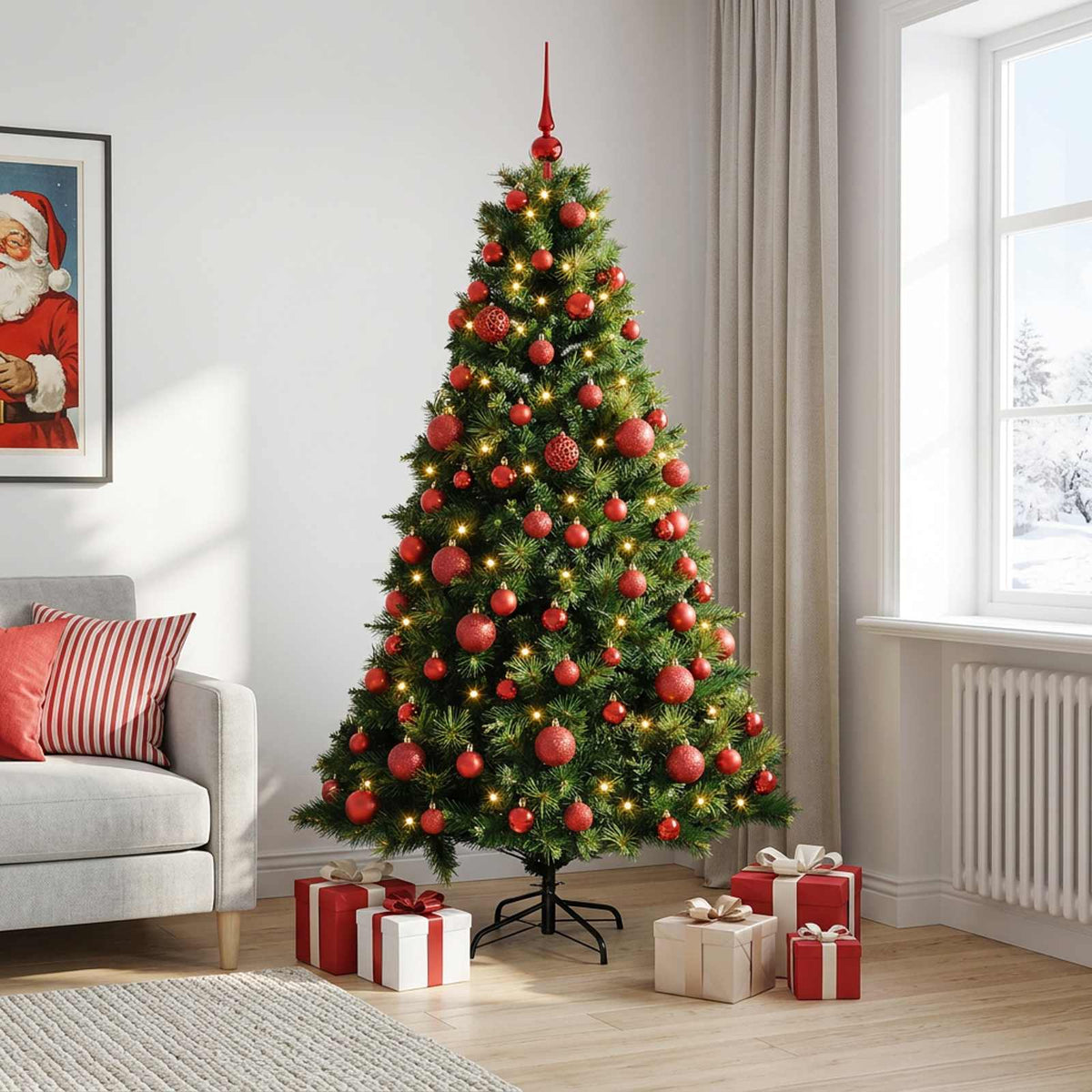 vidaXL Artificial Christmas Tree with Bauble 180 cm 300 LEDs 3