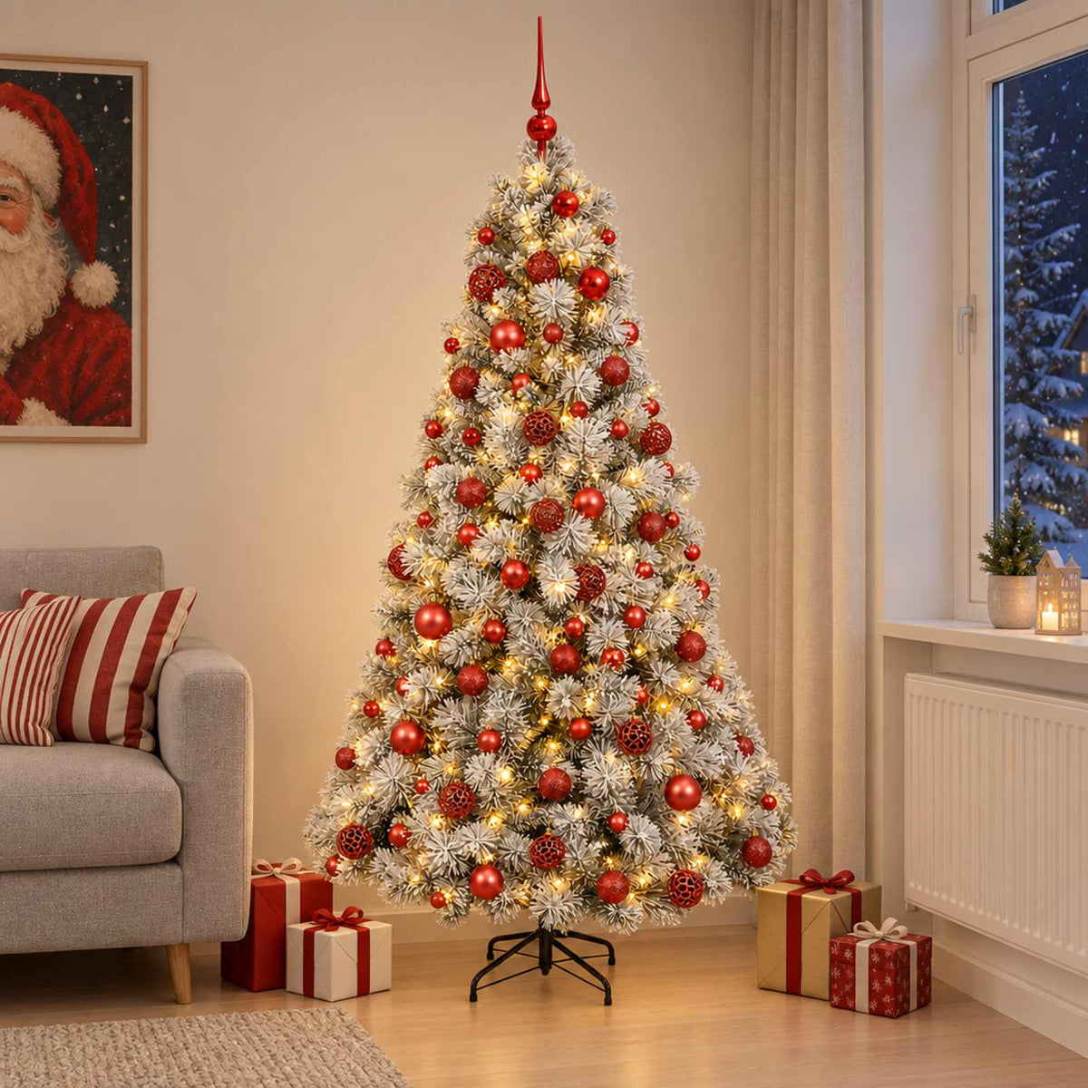 vidaXL Artificial Christmas Tree with Bauble 180 cm 300 LEDs 1