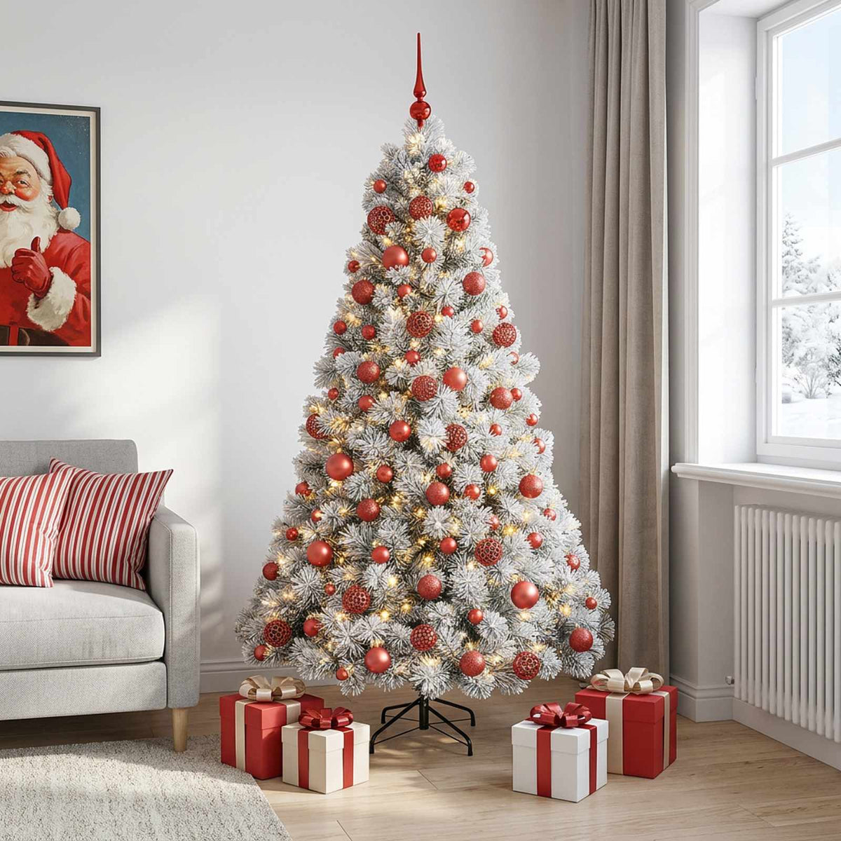 vidaXL Artificial Christmas Tree with Bauble 240 cm 300 LEDs 3