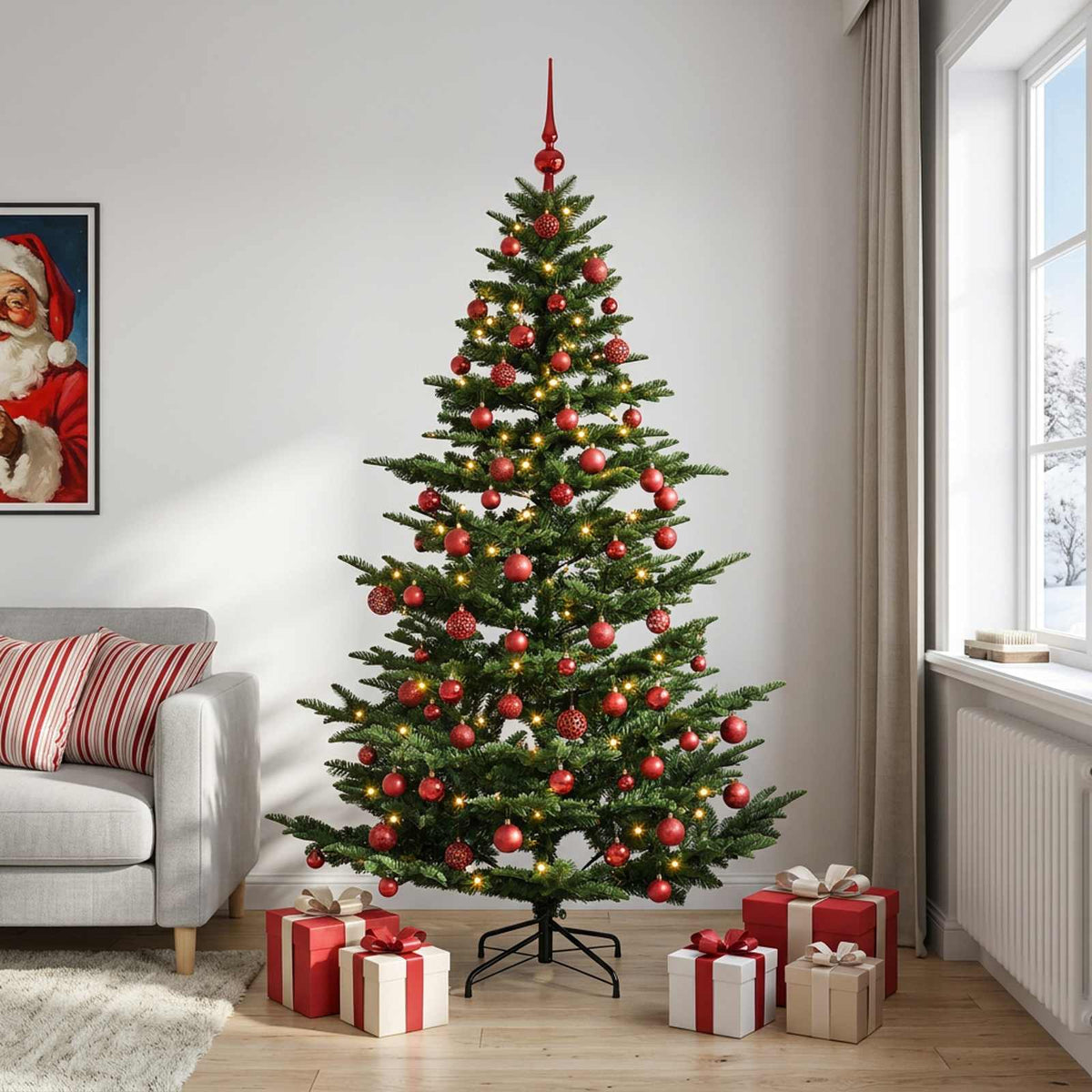 vidaXL Artificial Christmas Tree with Bauble 180 cm 300 LEDs 1