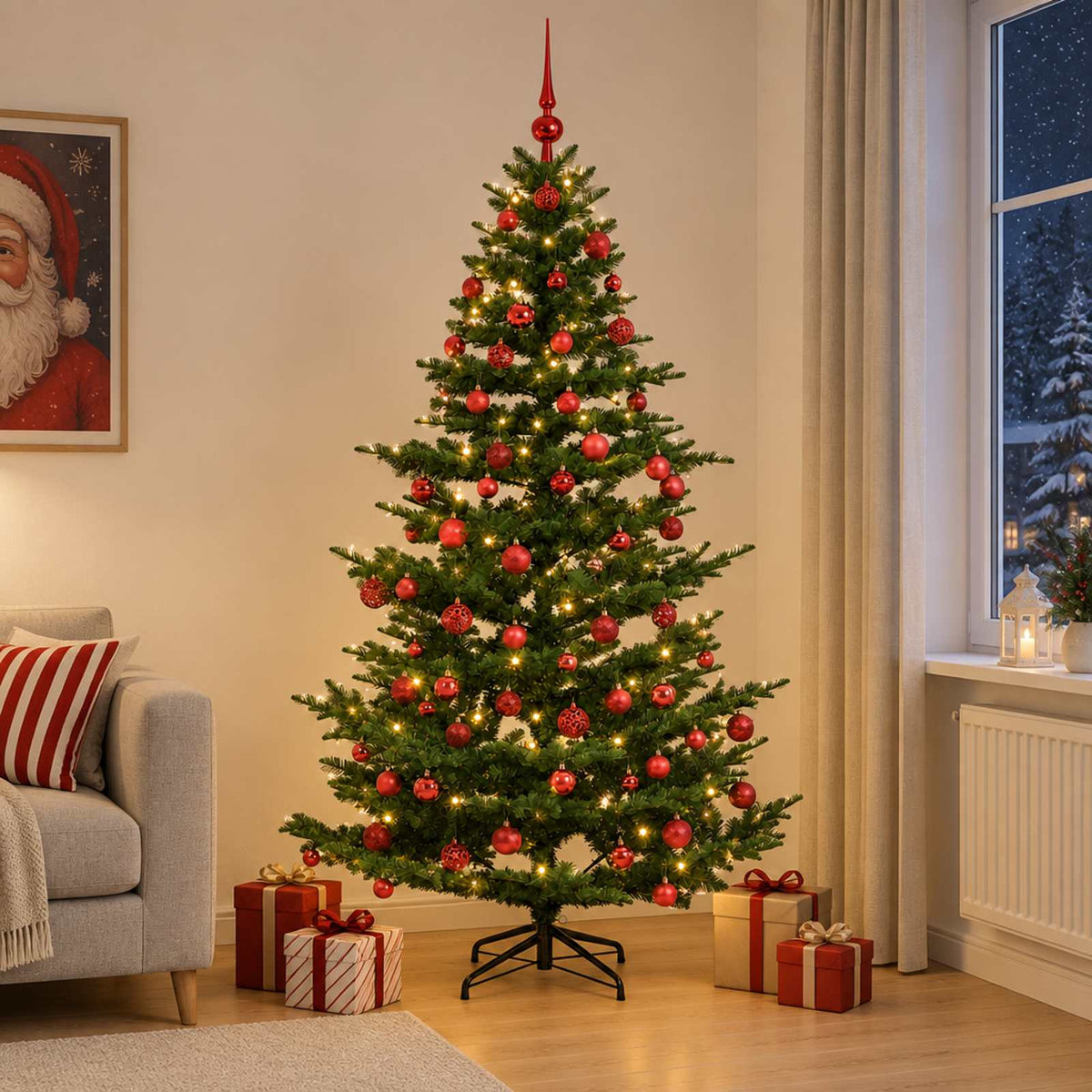 vidaXL Artificial Christmas Tree with Bauble 210 cm 300 LEDs 3