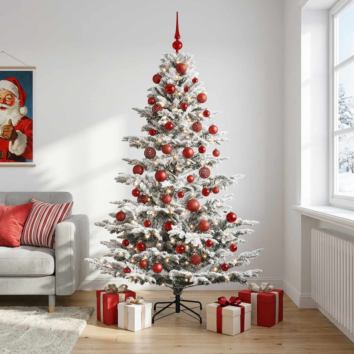 vidaXL Artificial Christmas Tree with Bauble 240 cm 300 LEDs 1
