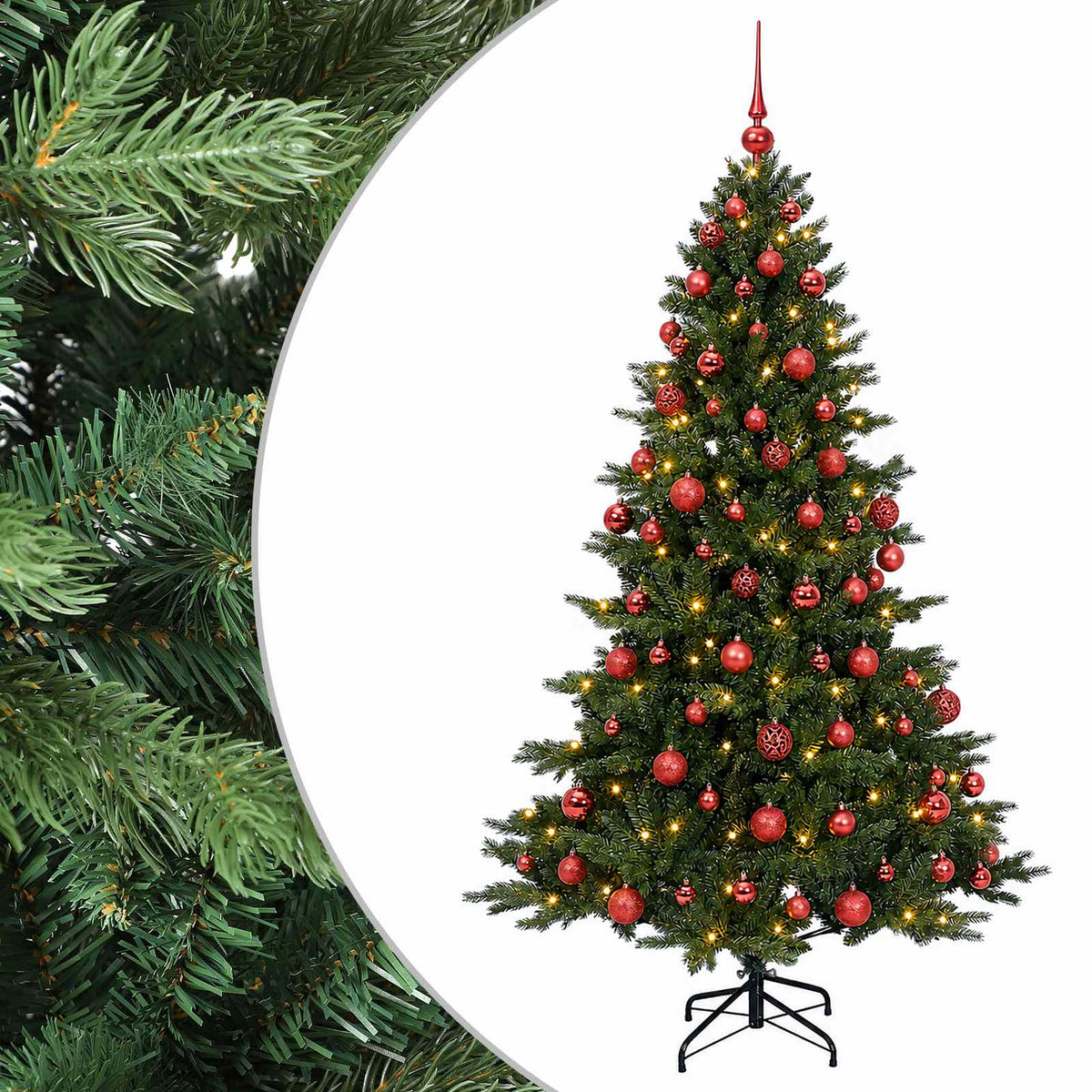 vidaXL Artificial Christmas Tree with Bauble 210 cm 300 LEDs 2