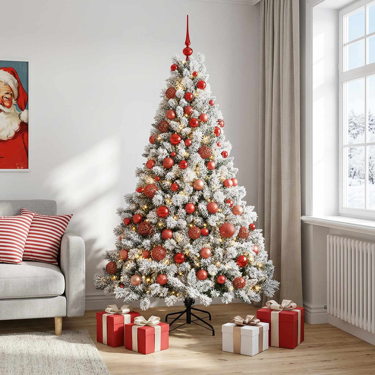 vidaXL Artificial Christmas Tree with Bauble 240 cm 300 LEDs 1