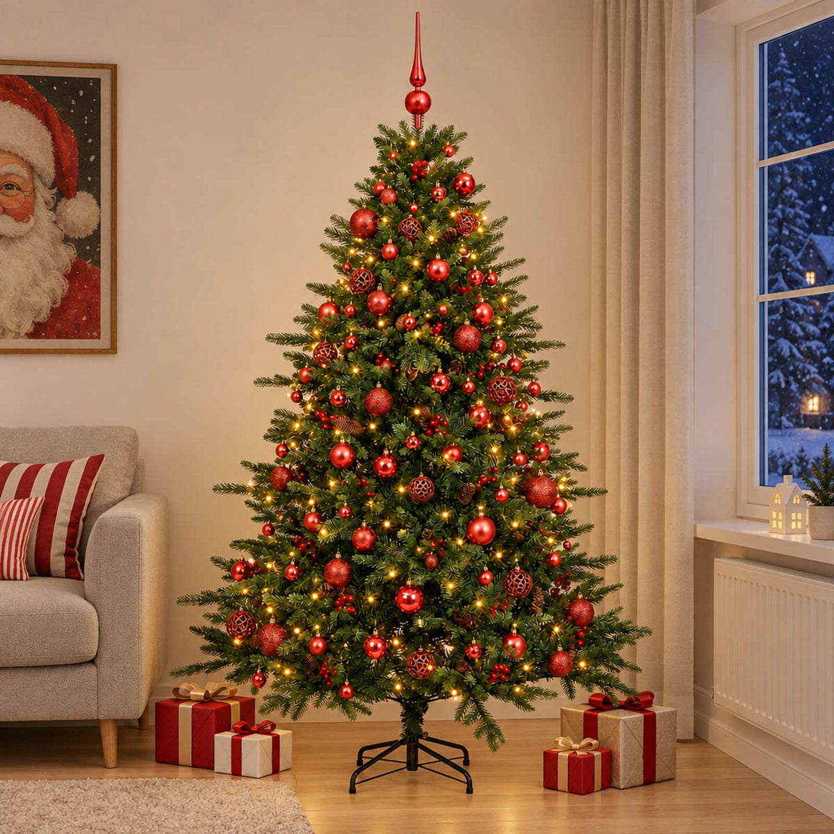 vidaXL Artificial Christmas Tree with Bauble 180 cm 300 LEDs 3