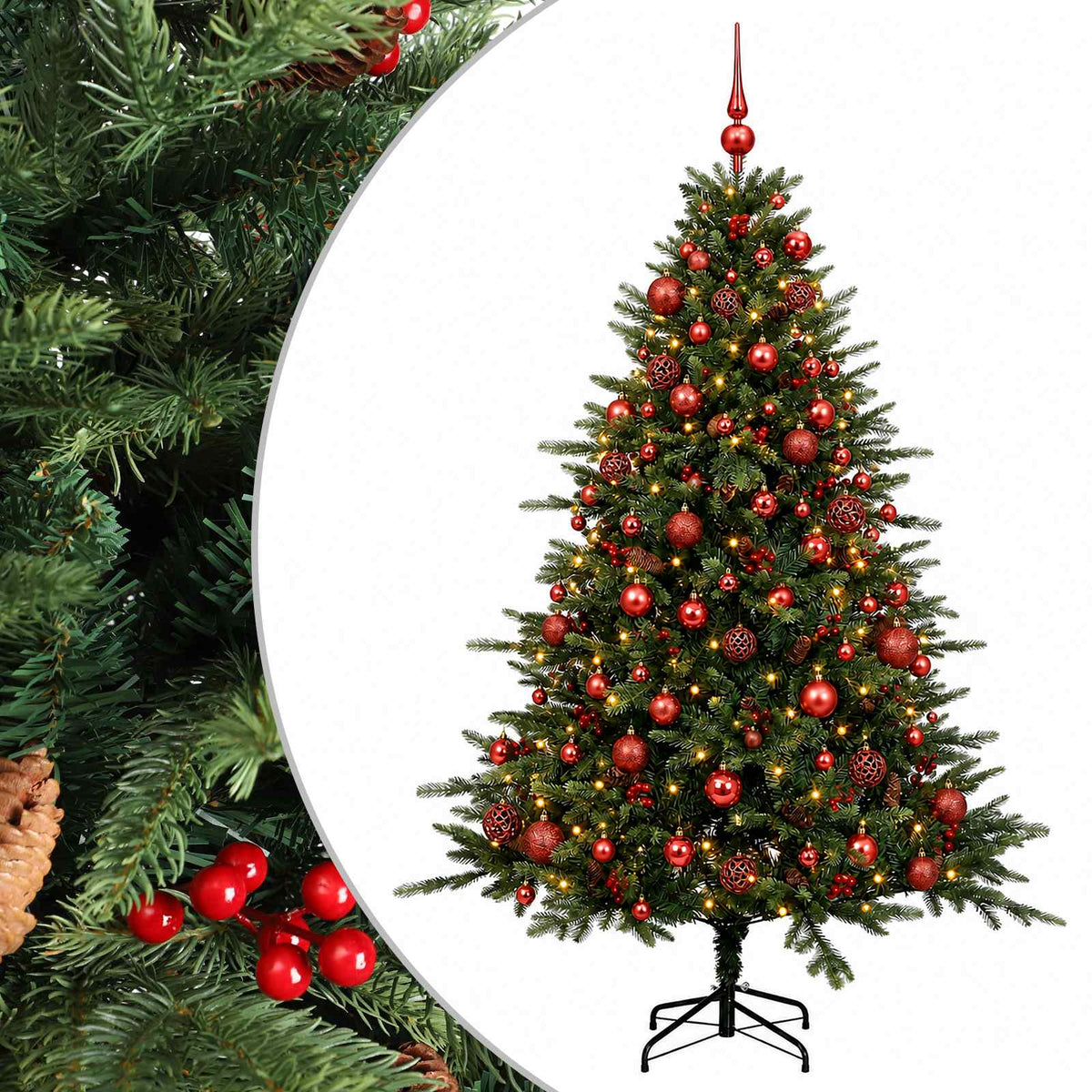 vidaXL Artificial Christmas Tree with Bauble 210 cm 300 LEDs 2
