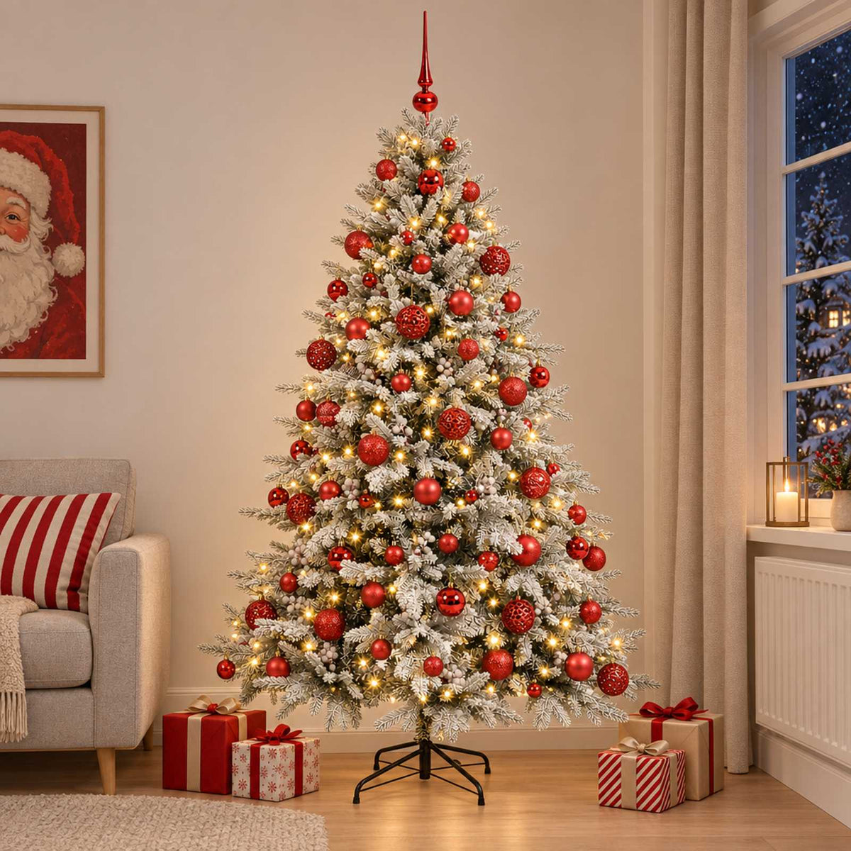 vidaXL Artificial Christmas Tree with Bauble 180 cm 300 LEDs 1