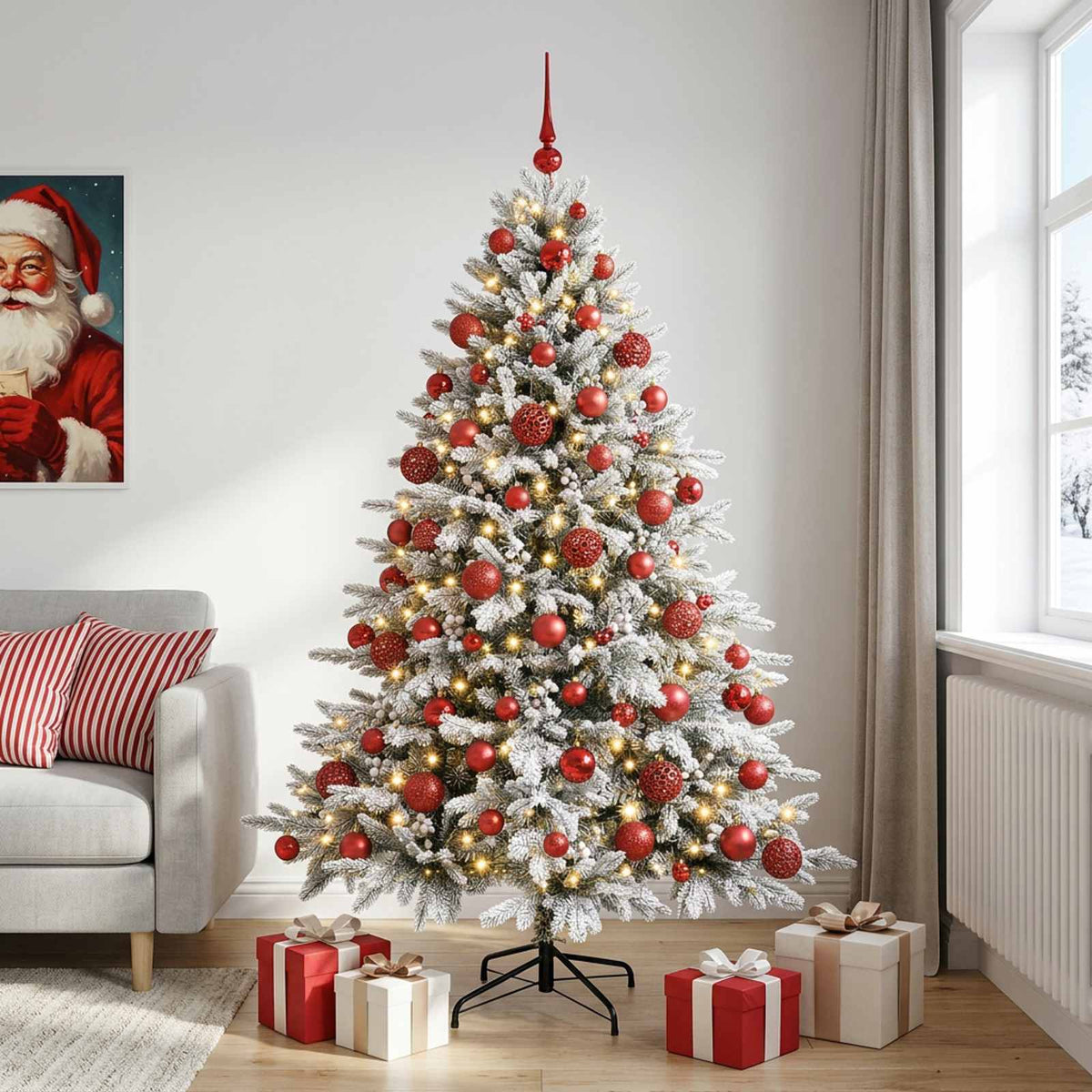 vidaXL Artificial Christmas Tree with Bauble 210 cm 300 LEDs 3