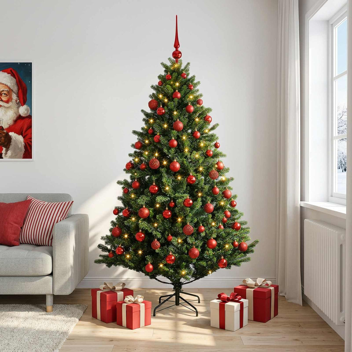 vidaXL Artificial Christmas Tree with Bauble 180 cm 300 LEDs 3