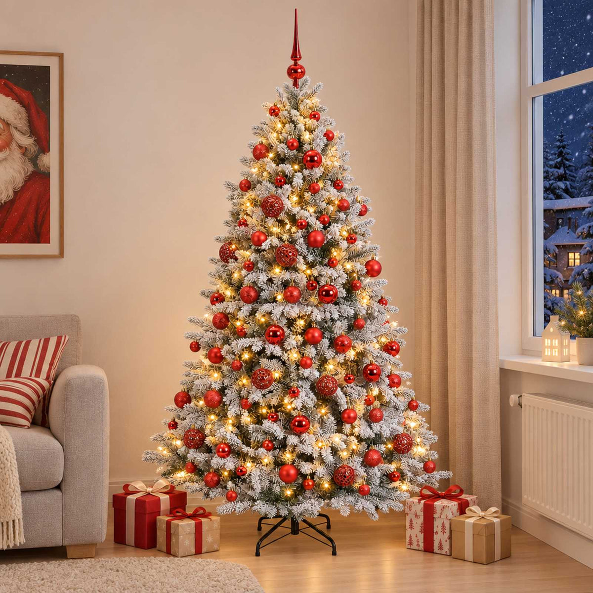 vidaXL Artificial Christmas Tree with Bauble 210 cm 300 LEDs 3