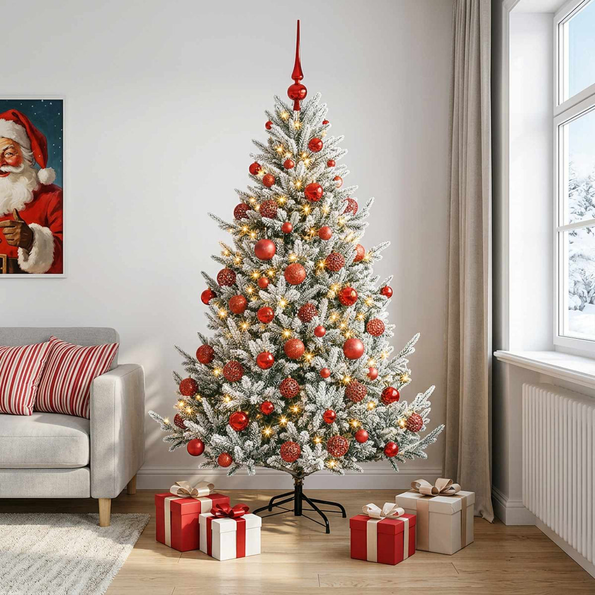 vidaXL Artificial Christmas Tree with Bauble 180 cm 300 LEDs 1