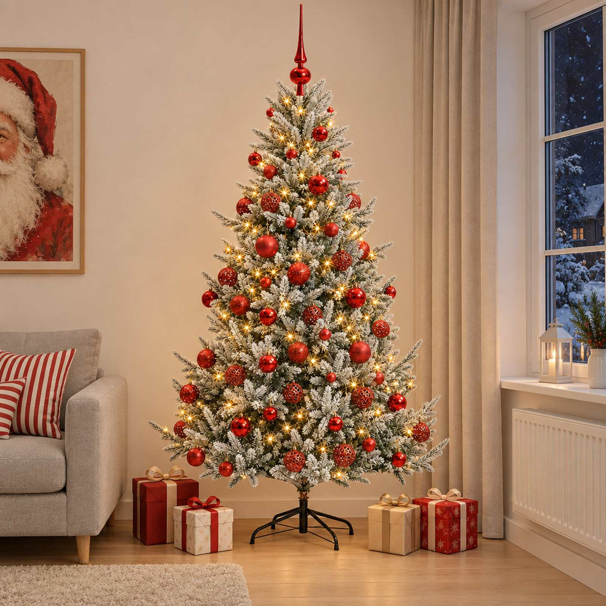 vidaXL Artificial Christmas Tree with Bauble 180 cm 300 LEDs 3