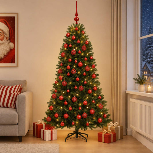 vidaXL Artificial Christmas Tree with Bauble 210 cm 300 LEDs 1