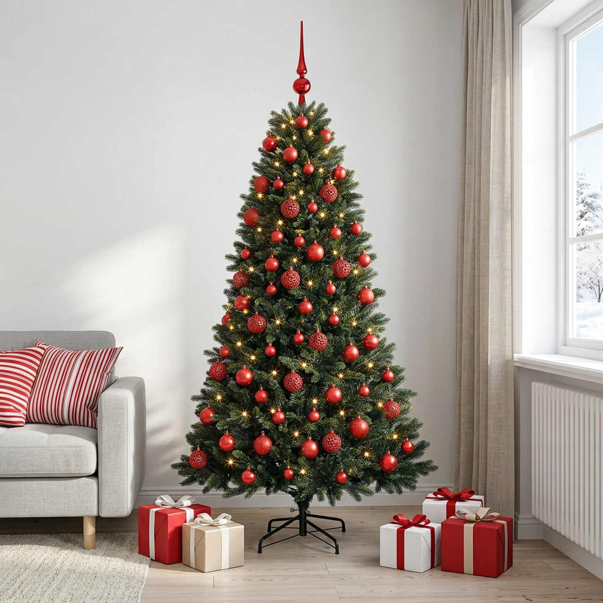 vidaXL Artificial Christmas Tree with Bauble 240 cm 300 LEDs 3
