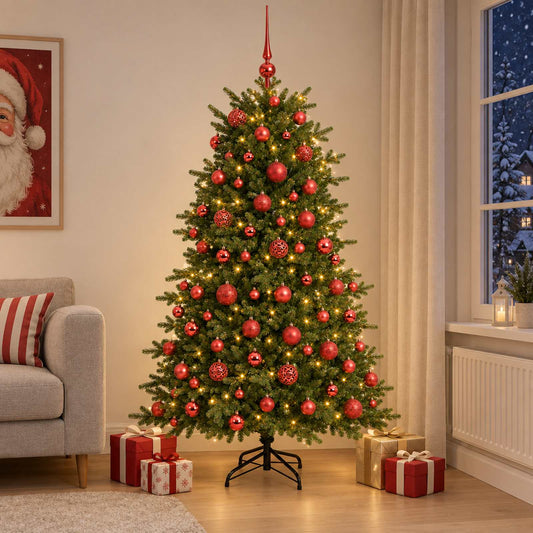 vidaXL Artificial Christmas Tree with Bauble 210 cm 300 LEDs 1